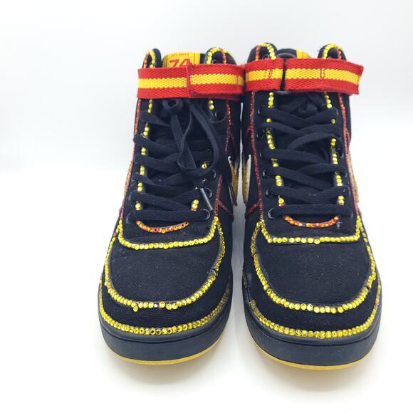 Customized Nike 2003 Vandal High Atlanta 74\' black men\'s size 11